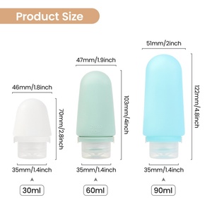 Portable 90/60ml Silicone Squeeze Bottles Leakproof Empty Reusable <b>Small</b> 1oz Travel Size Bottle Silicone Lotion Dispenser Bottle - Product Image 2