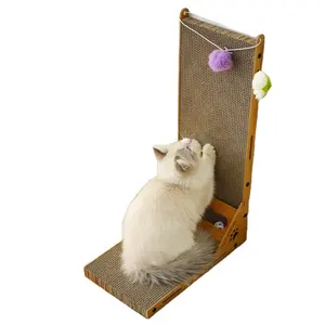 [Elosung] Tapis à gratter pour chat Boule de cloche ondulée verticale Fournitures pour animaux de compagnie rectangle carton grattoir pour chat