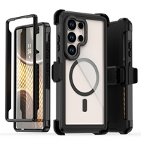 Étui de protection transparent magnétique de luxe 3-en-1 avec clip arrière pour Samsung S25 S26 S24 A17 A07 A18 A08 – Coque de téléphone Defender Fundas