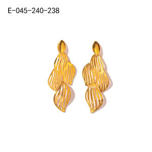 ต่างหูแฟชั่นทรงหยดน้ำ สแตนเลสสตีล 316L ชุบทอง PVD ทนทาน รุ่น E-045-240-238 - Product Image 1