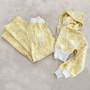 ชุดกีฬาเอวสูงสำหรับผู้หญิงเซตสเวตเตอร์มีฮู้ดลายพรางมีฮู้ดผ้าฟลีซผ้าฝ้าย GSM 350ปักลายพรางงานตามสั่ง - Product Image 3