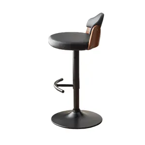 ขายร้อนกลางศตวรรษที่ทันสมัยหนังFaux Barstools,ปรับเคาน์เตอร์ความสูงเก้าอี้บาร์หมุนต่ํากลับสําหรับKitchen Island