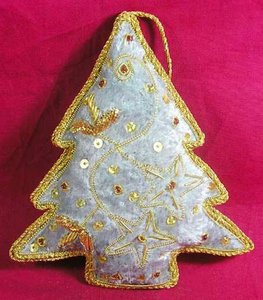 Ornement de jouet suspendu en tissu fait à la main, décoration d'arbre de Noël, broderie perlée en forme de palmier pour décorations de Noël - Product Image 6