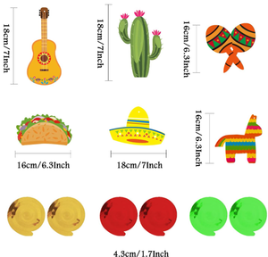 フィエスタパーティーバナー旗紙ファンホオジロ渦巻きポンポンドットGarland Mexico Taco <span class=keywords><strong>Cactus</strong></span> Pinataカップケーキトッパー装飾 - Product Image 3
