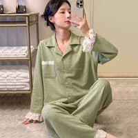 Ensemble de pyjamas en cachemire épais et chaud, style palais, pour femmes, automne/hiver, vêtements de nuit doux et haut de gamme avec bordure en dentelle