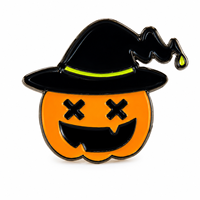 Logo personnalisé moderne Citrouille de Halloween Sorcier en alliage de zinc émaillé dur moulé sous pression plaqué métal pour