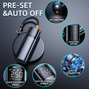 무선 디지털 화면 디스플레이 전기 금속 자동차 타이어 펌프 무선 타이어 공기 압축기 LED 램프와 휴대용 휠 팽창기 - Product Image 5