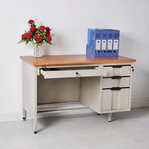 Bureau d'enseignant en acier à piétement unique, bureau <span class=keywords><strong>de</strong></span> bureau industriel en métal avec tiroirs pour l'école et le bureau - Product Image 3