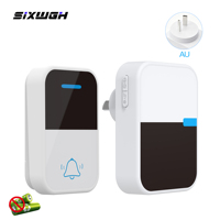 Sonnette sans fil auto-alimentée SIXWGH RF433 avec bouton poussoir en acrylique, récepteur prise AU, 38 mélodies, 4 niveaux de volume pour maison, villa, bureau