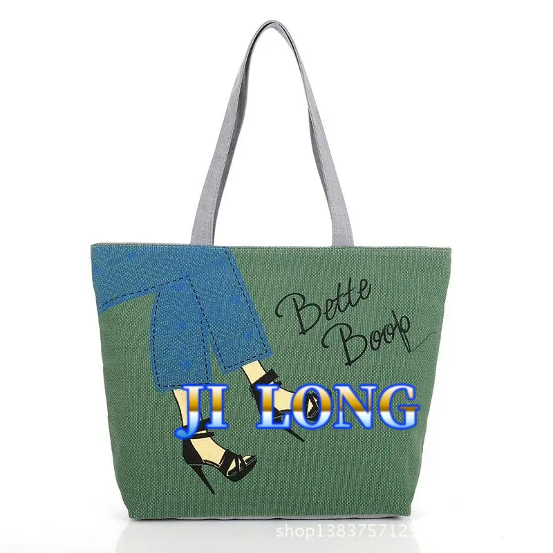 New Printed Bag Super Cute Fashion Foaming Cat Eat Fish Canvas Bag Beach Bag