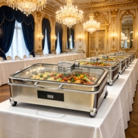 Chauffe-Plat Buffet 9L, Plat de Présentation en Acier Inoxydable au Design Moderne, Fournitures de Restauration de Luxe pour Événements et Fêtes