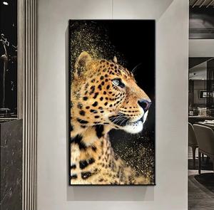 Peinture sur Toile Léopard Noir et Blanc pour Décoration Intérieure Moderne Posters d'Animaux et Art Mural Imprimé Peinture en Porcelaine de Cristal - Product Image 4