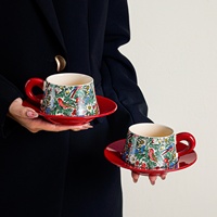 Ensemble tasse et soucoupe en céramique de luxe festif – Cadeau de mariage pour jeunes mariés, coffret élégant, paire non imprimée