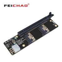 Convertisseur 2 ports SlimSAS 8i x2 vers PCIE 4.0x16 sff8654 Carte GEN4 JHHP1B pour carte réseau Carte graphique vidéo GPU 6Pin Power