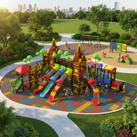 Equipo de Juegos Comercial de HDPE para Niños, Estructura de Juegos al Aire Libre Resistente con Temática de Castillo para Parques