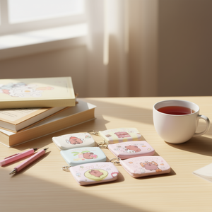 Portamonete Capybara 10x8,5 cm con cerniera, design a cartone animato per ragazze e donne, mini portafoglio portatile con portachiavi - Product Image 3