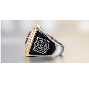 Bague cubaine Hip Hop en moissanite blanche de qualité supérieure 1,2 carats D VVS, inspirée du football de Chicago, en argent 925 plaqué or bicolore, faite à la main - Product Image 4