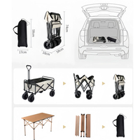 Chariot de camping pliable réglable en hauteur avec pare-soleil, chariot de marché nocturne, chariot de pique-nique portable pour extérieur