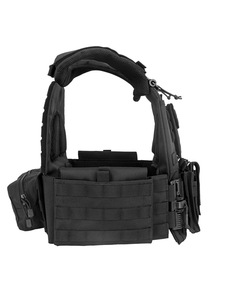 Gilet Tattico Modulare con Taglio Laser, Fondina Nera, Portaoggetti in Tessuto Oxford Rosso, Portacaricatori a Sgancio Rapido, Bandoliera Molle e Portapiastre - Product Image 4