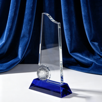Trophée en cristal et plaque de récompense en verre pour le golf, compétitions sportives et événements sportifs, avec gravure personnalisée, vente en gros