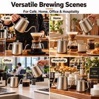 Bouilloire à café Kingze Vintage en acier inoxydable 304, col de cygne, pour un versement précis, idéale pour les baristas à domicile