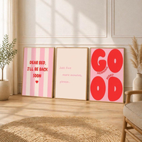 HAOWAI OEMODM 3pcs Cetakan Seni Dinding, Seni Dinding Kamar Tidur Lucu yang Dapat Dicetak, Poster Kutipan Pink & Merah, Dekorasi Ruangan Humor Pagi Malam
