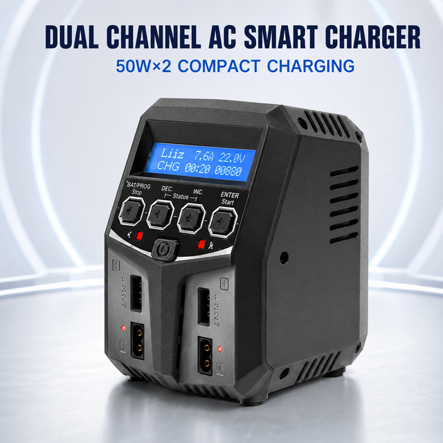 AC Smart Charger Discharger Dual Channel for 2-4S LiPo/LiHV/LiFe/NiMH/Pb Battery Balance Charging