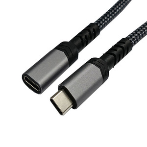 Cable de Extensión USB 3.1 Tipo C Macho a Hembra Gen2 5A 20G, Cable de Datos Trenzado de Nailon con Cable de Cobre Negro - Product Image 1