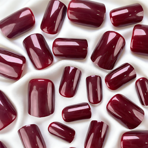 <span class=keywords><strong>Faux</strong></span> <span class=keywords><strong>ongles</strong></span> <span class=keywords><strong>bordeaux</strong></span> foncé (rouge cerise) brillants, couleur unie, à presser, 24 pièces, courts, carrés, réutilisables - Product Image 3