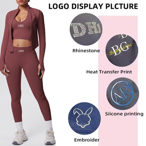 Nuovo Arrivo: Set Yoga <span class=keywords><strong>3</strong></span> Pezzi in Nylon Spandex Elasticizzato Senza Cuciture con Giacca, Abbigliamento Fitness per Donne Sportive - Product Image 2