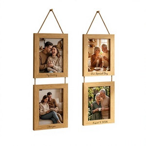 Marco de Fotos y Soporte de Exhibición de Madera Natural Ecológico Hecho a Mano para Parejas, Familias, Bodas, Eventos y Decoración del Hogar - Product Image 1