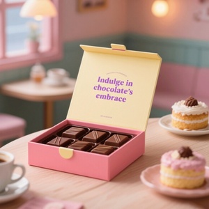 Boîtes cadeaux en papier pour chocolats avec séparateur, design gratuit, personnalisées, pour chocolats et bonbons de mariage, en carton - Product Image 1