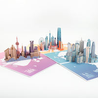 Carte de vœux 3D pop-up personnalisée Winpsheng Design, bâtiment emblématique, architecture urbaine, tourisme