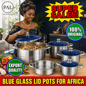 Ensemble de casseroles de luxe de haute qualité en acier inoxydable classique, 11 pièces, revêtement antiadhésif en céramique, couvercles en verre, poignées courbées en D, cuiseur vapeur - Product Image 2