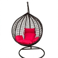 Fauteuil suspendu œuf personnalisé en rotin PE noir avec support, pour jardin et terrasse
