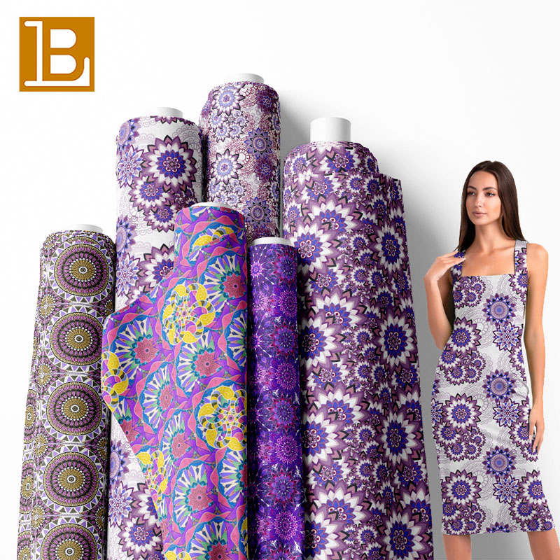 BILU Wholesale Vintage Ethnic Style Paisley Large Flower Mandala Print Custom 100%Rayon Printed Fabric for Women's Clothing