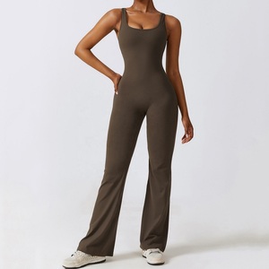 Pantalon évasé creux en spandex en polyester personnalisé Combinaison de yoga pour femmes - Product Image 3
