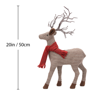 Natural Burlap 20in <b>Reindeer</b> Figure with Red Scarf Holiday Deer <b>Decor</b> for <b>Christmas</b> Mantel Displays and Retail Collections - Product Image 2