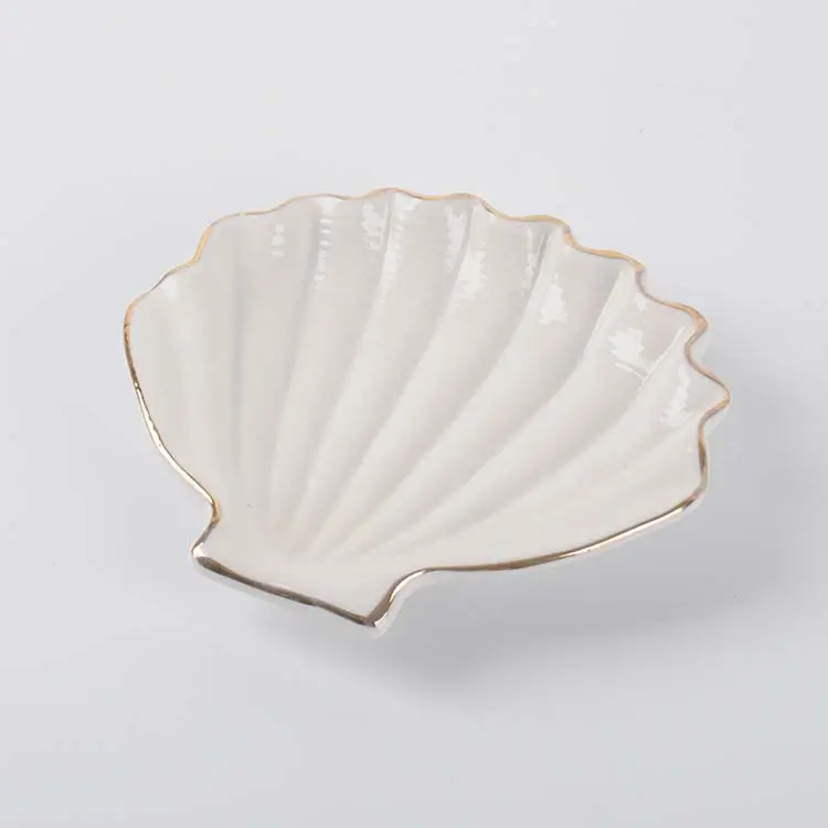 Shell Shaped Ceramic Plate INS Jewelry Plate Small Dish Girl Heart Jewelry Storage Plate