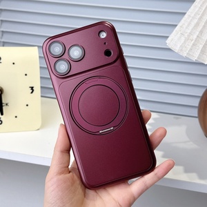 Wholesale Electroplating Matte Magnetic Phone Case for iPhone 18 13 14 15 16 17 Pro Max White 360° Ring Stand Protective Cover - Product Image 1