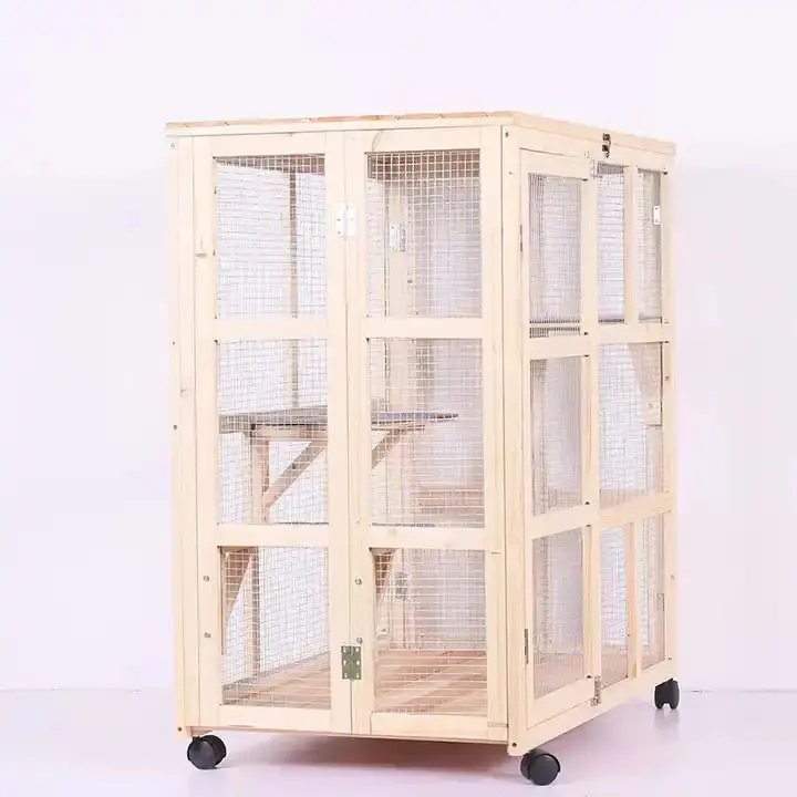 Fengmu altre gabbie per animali domestici personalizzate a prova di intemperie all'aperto a buon mercato grandi in legno per uccelli mangiatoia per uccelli
