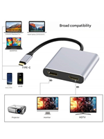 Convertidor de Tipo C a Doble HDMI 4K 60HZ, HDMI 2.0, Estación de Acoplamiento 2 en 1 Tipo C para PC, Laptop, Macbook, Accesorios