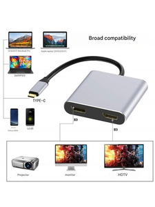Convertidor de Tipo C a Doble HDMI 4K 60HZ, HDMI 2.0, Estación de Acoplamiento 2 en 1 Tipo C para PC, Laptop, Macbook, Accesorios - Product Image 2