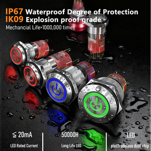 Lightweight ABS <strong>Push</strong> <strong>Button</strong> <strong>Switch</strong> 16mm Full <strong>Illuminated</strong> Flat Head LED Latching/Momentary 5A IP67 Waterproof <strong>Push</strong> <strong>Button</strong> <strong>Switch</strong> - Product Image 3