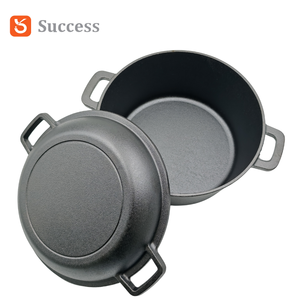 Casserole en fonte pré-assaisonnée deux en un pour l'extérieur, <span class=keywords><strong>four</strong></span> hollandais robuste, équipement de cuisson au feu de camp, ustensiles de survie, rétention de chaleur - Product Image 5