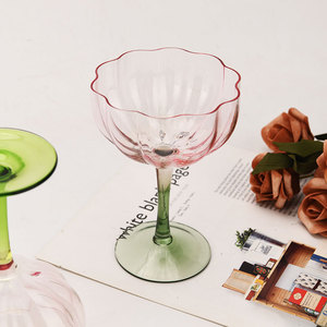 Copa de champán de pétalos, copa de vino de Color <span class=keywords><strong>rosa</strong></span>, jugo, postre, batido, copa de cristal para restaurante, copa de martini, Copa transparente - Product Image 3