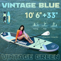Planche de paddle gonflable de style vintage américain, taille 320, pour la pêche, le yoga, adaptée aux animaux domestiques, pour débutants