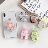 Supports de téléphone magnétiques promotionnels en acrylique avec impression UV, effet sable mouvant liquide, pour sublimation, accessoires et poignées PopSockets