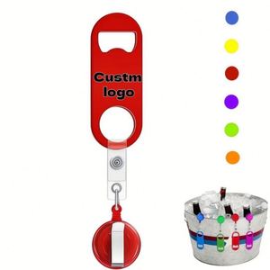 Décapsuleur rétractable personnalisé avec logo, ouvre-bouteille plat pour barman avec porte-badge rond et clips pour cuisine, restaurant, bar - Product Image 1