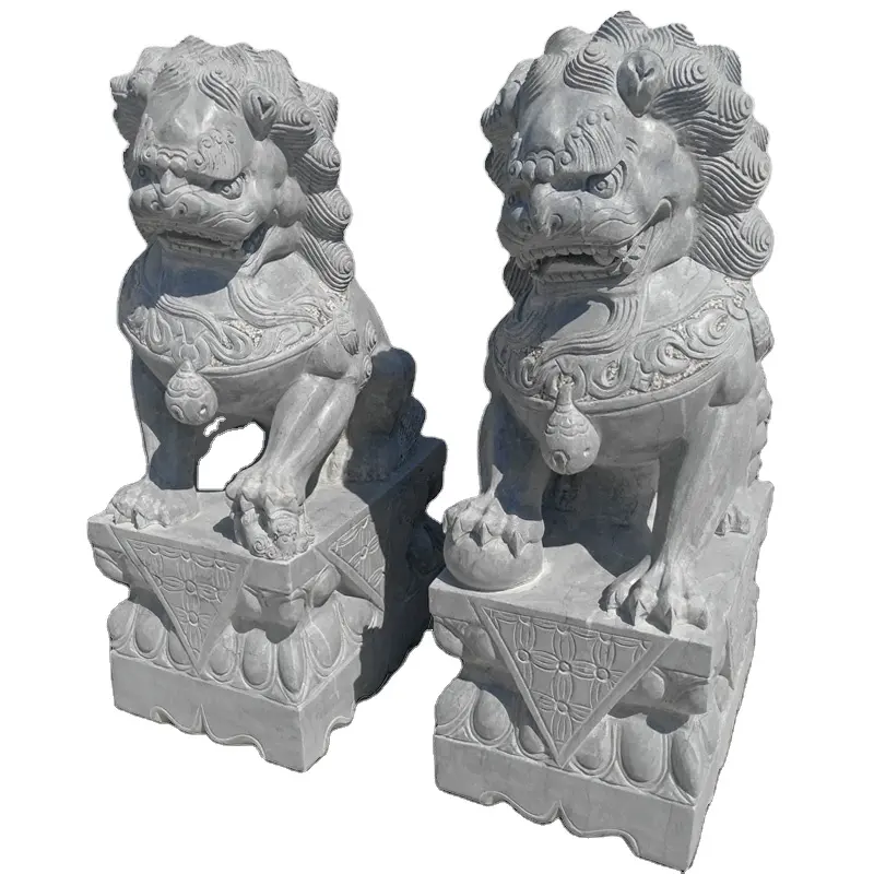 Stone lion statue Chinese stone factory produced a classic design stone marble fu Dog statue